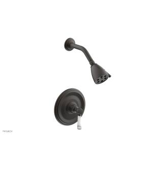 Phylrich 500-23/10B Hex Traditional Marble Lever Handle Pressure Balance Shower Set in Distressed Bronze/Oil Rubbed Bronze