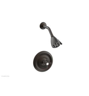 Phylrich 500-21/10B Hex Traditional Cross Handle Pressure Balance Shower Set in Distressed Bronze/Oil Rubbed Bronze
