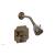 Phylrich 4-477/047 Marvelle Cross Handle Pressure Balance Shower and Diverter Set in Brass/Antique Brass