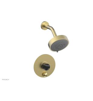 Phylrich 4-190/24B Basic II Marble Handle Pressure Balance Shower and Diverter Set in Gold