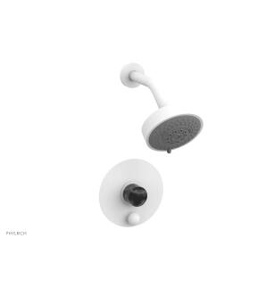 Phylrich 4-190/050 Basic II Marble Handle Pressure Balance Shower and Diverter Set in White