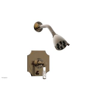 Phylrich 4-163/047 Henri Marble Handle Pressure Balance Shower and Diverter Set in Brass/Antique Brass