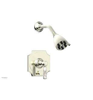 Phylrich 4-163/015 Henri Marble Handle Pressure Balance Shower and Diverter Set in Satin Nickel