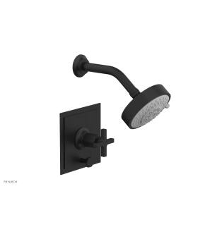 Phylrich 4-153/040 Hex Modern Cross Handle Pressure Balance Shower and Diverter Set in Black