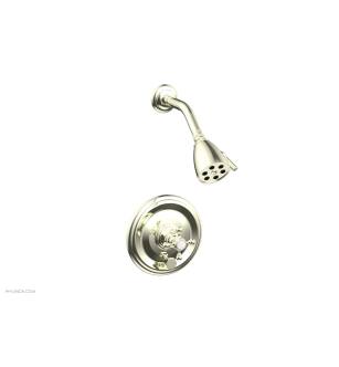 Phylrich 4-151/15B Hex Traditional Cross Handle Pressure Balance Shower and Diverter Set in Brushed Nickel