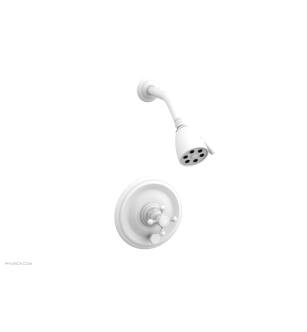 Phylrich 4-151/050 Hex Traditional Cross Handle Pressure Balance Shower and Diverter Set in White