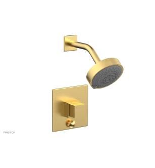 Phylrich 4-148/24B Stria Cube Handle Pressure Balance Shower and Diverter Set in Gold