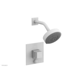 Phylrich 4-148/050 Stria Cube Handle Pressure Balance Shower and Diverter Set in White