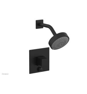 Phylrich 4-148/040 Stria Cube Handle Pressure Balance Shower and Diverter Set in Black