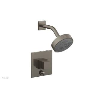 Phylrich 4-148/15A Stria Cube Handle Pressure Balance Shower and Diverter Set in Pewter