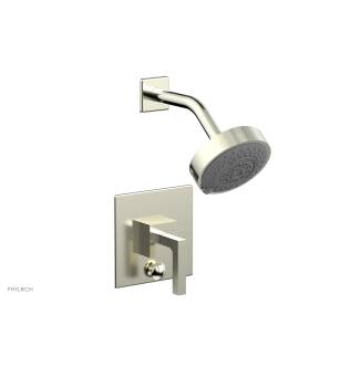 Phylrich 4-147/015 Stria Lever Handle Pressure Balance Shower Set and Diverter in Satin Nickel