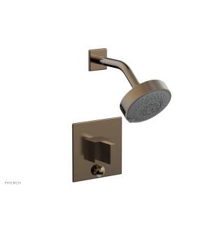 Phylrich 4-146/047 Stria Blade Handle Pressure Balance Shower and Diverter Set in Brass/Antique Brass