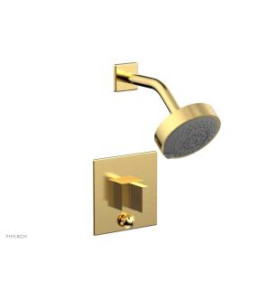 Phylrich 4-146/024 Stria Blade Handle Pressure Balance Shower and Diverter Set in Satin Gold