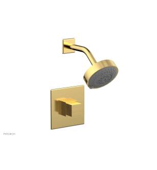 Phylrich 291-24/024 Stria Cube Handle Pressure Balance Shower Set in Satin Gold