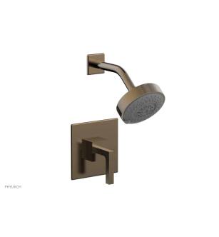 Phylrich 291-22/047 Stria Lever Handle Pressure Balance Shower Set in Brass/Antique Brass