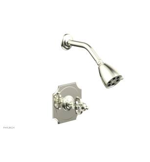 Phylrich 163-21/15B Couronne Cross Handle Pressure Balance Shower Set in Brushed Nickel