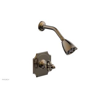Phylrich 163-21/047 Couronne Cross Handle Pressure Balance Shower Set in Brass/Antique Brass