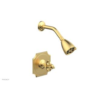 Phylrich 163-21/24B Couronne Cross Handle Pressure Balance Shower Set in Gold