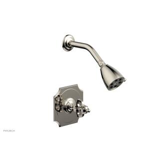 Phylrich 163-21/014 Couronne Cross Handle Pressure Balance Shower Set in Polished Nickel