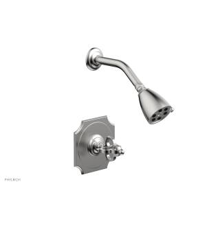 Phylrich 163-21/26D Couronne Cross Handle Pressure Balance Shower Set in Satin Chrome