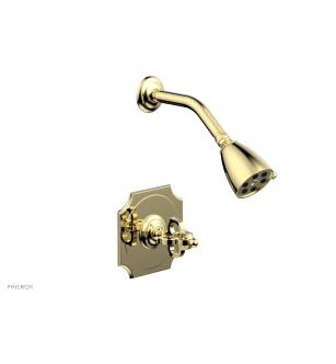 Phylrich 163-21/003 Couronne Cross Handle Pressure Balance Shower Set in Polished Brass