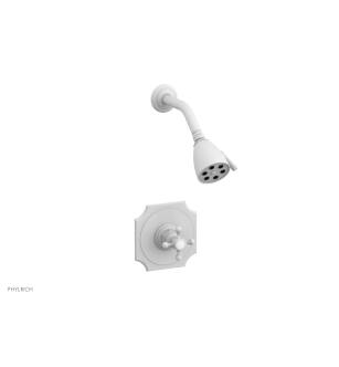 Phylrich 161-21/050 Henri Cross Handle Pressure Balance Shower Set in White