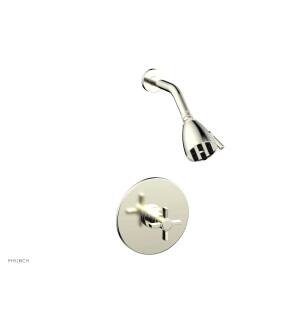 Phylrich DPB3137/015 Basic Blade Cross Handle Pressure Balance Shower Set in Satin Nickel