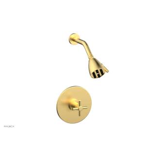 Phylrich DPB3134/24B Basic Tubular Cross Handle Pressure Balance Shower Set in Gold