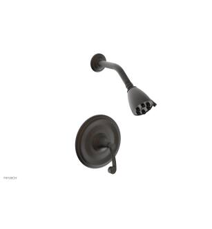 Phylrich DPB3206/10B 3Ring Curved Handle Pressure Balance Shower Set in Distressed Bronze/Oil Rubbed Bronze