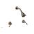 Phylrich D3100/047 Revere & Savannah Two Straight Handle Shower Set in Brass/Antique Brass