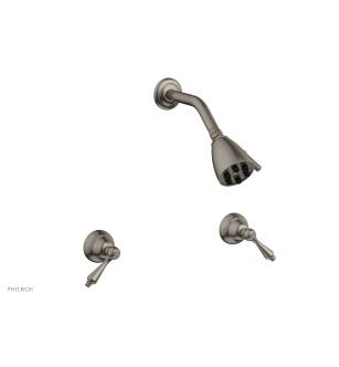 Phylrich D3100/15A Revere & Savannah Two Straight Handle Shower Set in Pewter