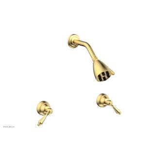 Phylrich D3100/24B Revere & Savannah Two Straight Handle Shower Set in Gold