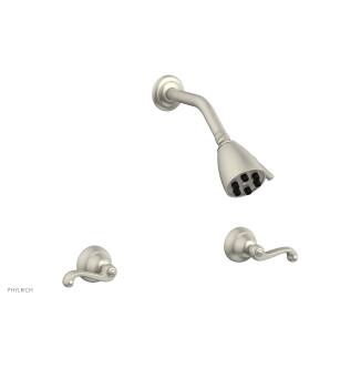 Phylrich D3102/15B Revere & Savannah Two Curved Handle Shower Set in Brushed Nickel