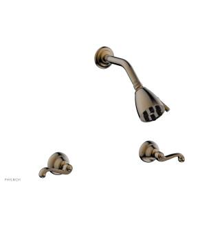 Phylrich D3102/047 Revere & Savannah Two Curved Handle Shower Set in Brass/Antique Brass