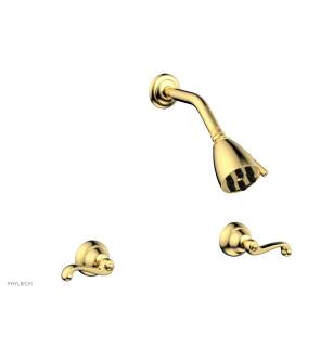 Phylrich D3102/024 Revere & Savannah Two Curved Handle Shower Set in Satin Gold