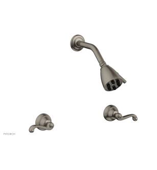 Phylrich D3102/15A Revere & Savannah Two Curved Handle Shower Set in Pewter