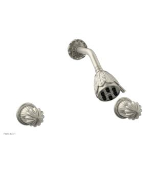 Phylrich K3361/15B Georgian & Barcelona Two Round Handle Shower Set in Brushed Nickel