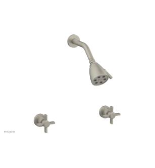 Phylrich D3137/15B Basic Two Blade Cross Handle Shower Set in Brushed Nickel