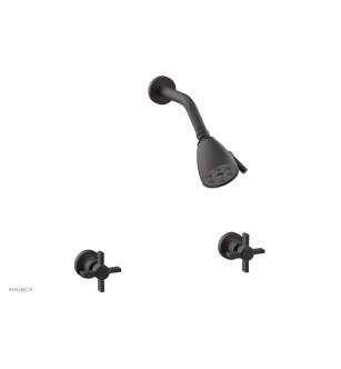 Phylrich D3137/10B Basic Two Blade Cross Handle Shower Set in Distressed Bronze/Oil Rubbed Bronze