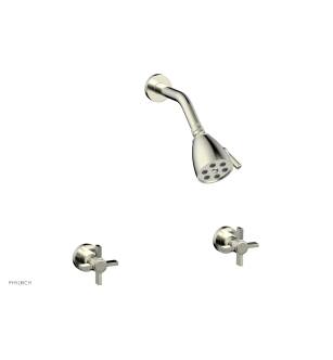 Phylrich D3137/015 Basic Two Blade Cross Handle Shower Set in Satin Nickel