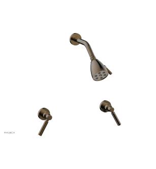 Phylrich D3130/047 Basic Two Lever Handle Shower Set in Brass/Antique Brass
