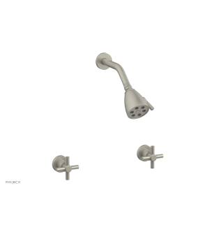 Phylrich D3134/15B Basic Two Tubular Cross Handle Shower Set in Brushed Nickel