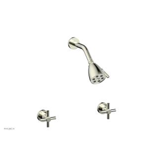 Phylrich D3134/015 Basic Two Tubular Cross Handle Shower Set in Satin Nickel