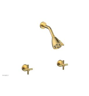 Phylrich D3134/24B Basic Two Tubular Cross Handle Shower Set in Gold