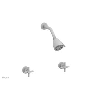 Phylrich D3134/050 Basic Two Tubular Cross Handle Shower Set in White