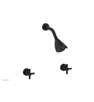 Phylrich D3134/040 Basic Two Tubular Cross Handle Shower Set in Black