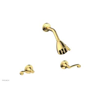 Phylrich D3206/024 3Ring Straight Handle Shower Set in Satin Gold