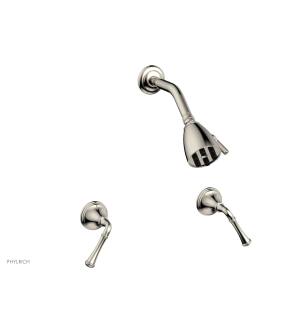Phylrich D3205/014 3Ring Two Straight Handle Shower Set in Polished Nickel