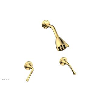 Phylrich D3205/024 3Ring Two Straight Handle Shower Set in Satin Gold