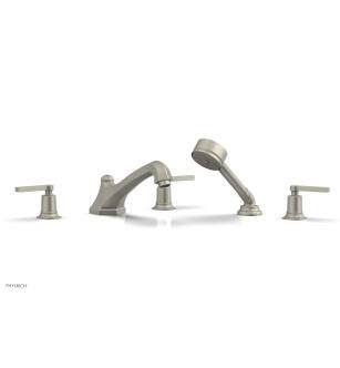 Phylrich 501-49/15B Hex Modern 9 1/2" Three Lever Handle Widespread/Deck Mounted Roman Tub Faucet with Handshower in Brushed Nickel
